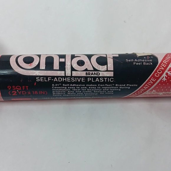 Vintage ConTact Brand Self Adhesive Plastic Shelf Liner Roll Red Snowtime 1986 - Picture 4 of 9